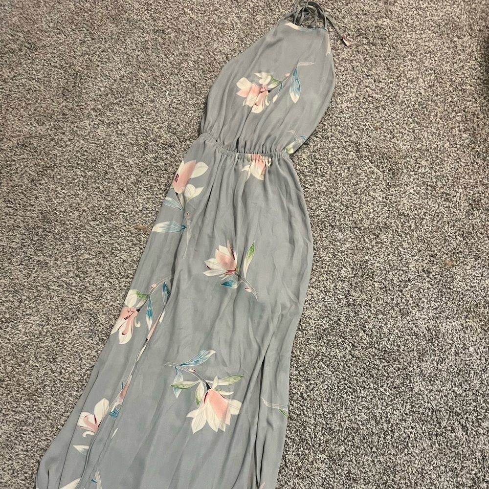 Show Me Your MuMu Strapless Floral Dress in Gray and Pink
